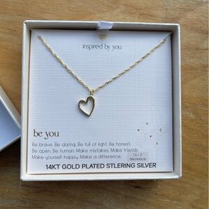 NIB 14K Gold Plated Sterling Silver Dainty Heart Necklace